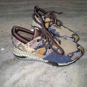 Steve Madden Cliff Women's 9.5 M Animal Print Leather Sneakers Lace Up CLIF02S1